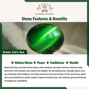 Buddha Stones Green Cat's Eye Stone Relieve Stress Wealth Thin Cuff Bangle Bracelet - image 1