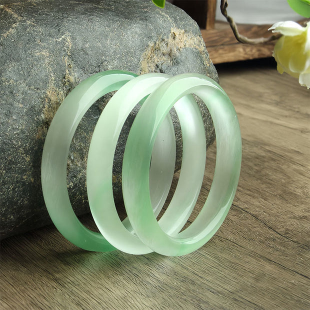 Buddha Stones Chrysoberyl Cat's Eye Thin Peace Support Cuff Bangle Bracelet - image 2