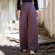Buddha Stones Solid Color Thick Women's Wide Leg Pants With Pockets - Purple - US8-10，UK/AU12-14，EU40-42 (2XL) - image 5