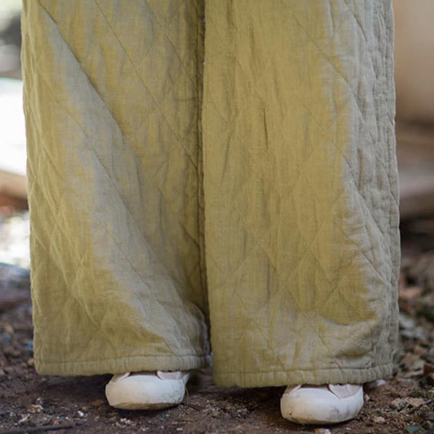 Buddha Stones Solid Color Thick Women's Wide Leg Pants With Pockets - image 17