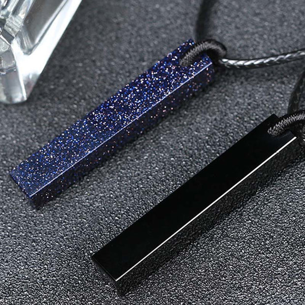 Buddha Stones Black Obsidian Blue Sandstone Transformation Necklace Pendant - image 8