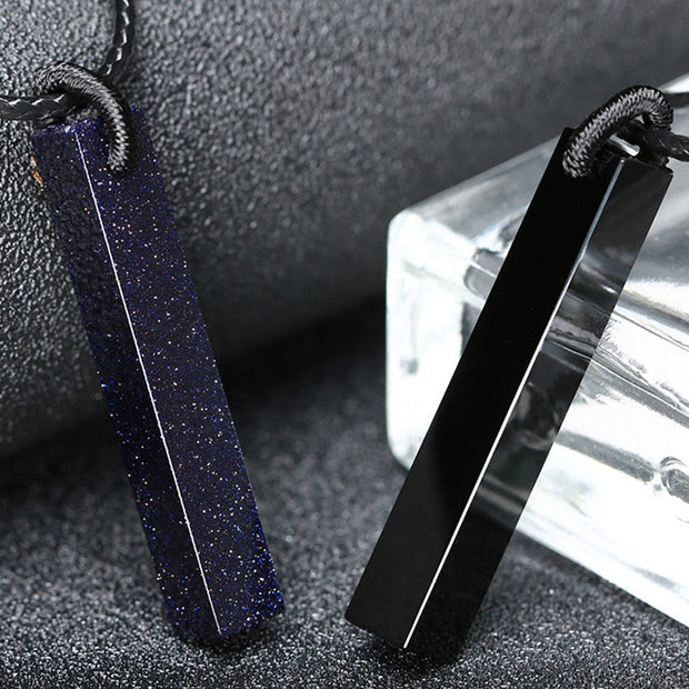 Buddha Stones Black Obsidian Blue Sandstone Transformation Necklace Pendant - image 10