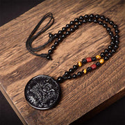 Buddha Stones Dragon Black Obsidian Transformation Fulfilment Necklace Pendant - image 1