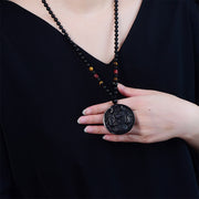 Buddha Stones Dragon Black Obsidian Transformation Fulfilment Necklace Pendant - image 2