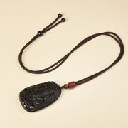 Buddha Stones Ksitigarbha Buddha Pattern Black Obsidian Fulfilment Necklace Pendant - image 8