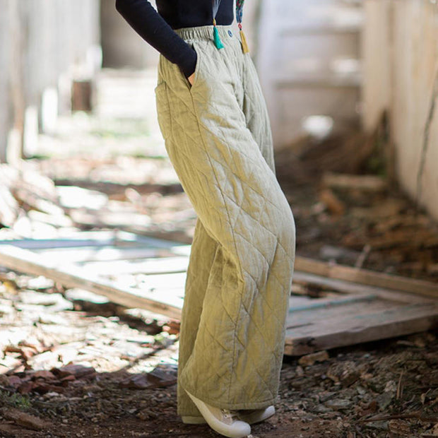 Buddha Stones Solid Color Thick Women's Wide Leg Pants With Pockets - image 15