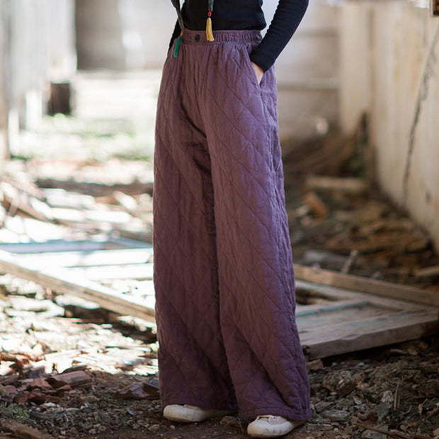 Buddha Stones Solid Color Thick Women's Wide Leg Pants With Pockets - image 10