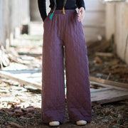 Buddha Stones Solid Color Thick Women's Wide Leg Pants With Pockets - image 6