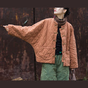 Buddha Stones Winter Frog-Button Lines Open Front Cotton Long Sleeve Women's Thermal Jacket With Pockets - SandyBrown - US14，UK/AU18，EU46 (2XL) - image 11