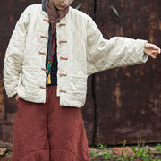 Buddha Stones Winter Frog-Button Lines Open Front Cotton Long Sleeve Women's Thermal Jacket With Pockets - image 8