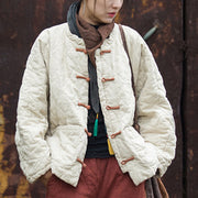 Buddha Stones Winter Frog-Button Lines Open Front Cotton Long Sleeve Women's Thermal Jacket With Pockets - image 7