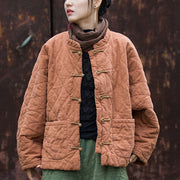 Buddha Stones Winter Frog-Button Lines Open Front Cotton Long Sleeve Women's Thermal Jacket With Pockets - image 12