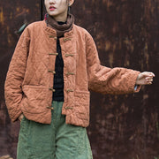 Buddha Stones Winter Frog-Button Lines Open Front Cotton Long Sleeve Women's Thermal Jacket With Pockets - image 18