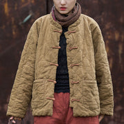 Buddha Stones Winter Frog-Button Lines Open Front Cotton Long Sleeve Women's Thermal Jacket With Pockets - image 23