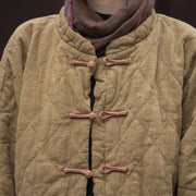 Buddha Stones Winter Frog-Button Lines Open Front Cotton Long Sleeve Women's Thermal Jacket With Pockets - image 30