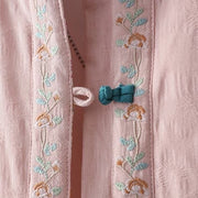 Buddha Stones Winter Frog-Button Embroidery Flowers Vines Open Front Cotton Long Sleeve Women's Thermal Jacket - image 6