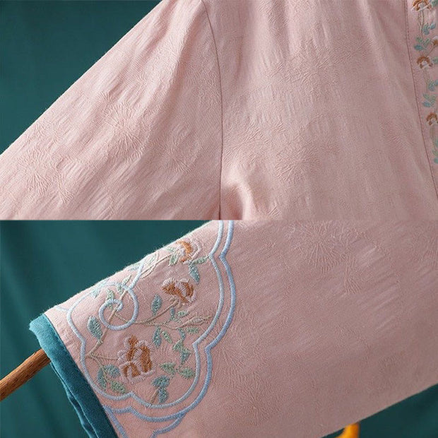 Buddha Stones Winter Frog-Button Embroidery Flowers Vines Open Front Cotton Long Sleeve Women's Thermal Jacket - image 15