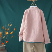 Buddha Stones Winter Frog-Button Embroidery Flowers Vines Open Front Cotton Long Sleeve Women's Thermal Jacket - image 3