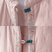 Buddha Stones Winter Frog-Button Embroidery Flowers Vines Open Front Cotton Long Sleeve Women's Thermal Jacket - image 7