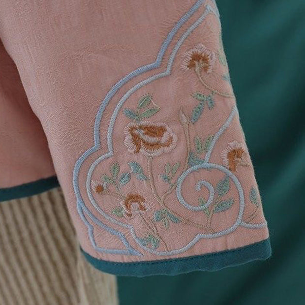 Buddha Stones Winter Frog-Button Embroidery Flowers Vines Open Front Cotton Long Sleeve Women's Thermal Jacket - image 16