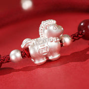 Buddha Stones 999 Sterling Silver Red Agate Year Of The Horse Prosperity String Bracelet - image 4