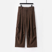 Buddha Stones Winter Button Zipper Design Elastic Waist Cotton Corduroy Men's Wide Leg Pants With Pockets - SaddleBrown - US/UK/AU54，EU64 (9XL) - image 0
