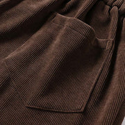 Buddha Stones Winter Button Zipper Design Elastic Waist Cotton Corduroy Men's Wide Leg Pants With Pockets - image 7