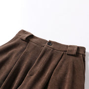Buddha Stones Winter Button Zipper Design Elastic Waist Cotton Corduroy Men's Wide Leg Pants With Pockets - image 2