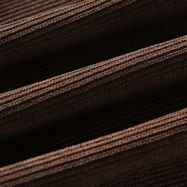 Buddha Stones Winter Button Zipper Design Elastic Waist Cotton Corduroy Men's Wide Leg Pants With Pockets - image 9