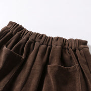 Buddha Stones Winter Button Zipper Design Elastic Waist Cotton Corduroy Men's Wide Leg Pants With Pockets - image 3