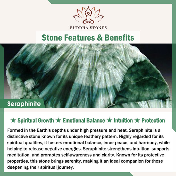 Buddha Stones Natural Seraphinite Round Emotional Balance Beaded Bracelet - image 7