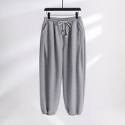 Buddha Stones Fall Winter Solid Drawstring Regular Fleece-Lined Elastic Waist Men's Cotton Harem Pants With Pockets - LightGrey(Regular Version) - US/UK/AU54，EU64 (9XL) - image 10
