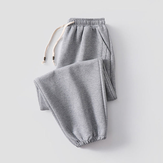 Buddha Stones Fall Winter Solid Drawstring Regular Fleece-Lined Elastic Waist Men's Cotton Harem Pants With Pockets - LightGrey(Fleece Lined Version) - US/UK/AU54，EU64 (9XL) - image 17