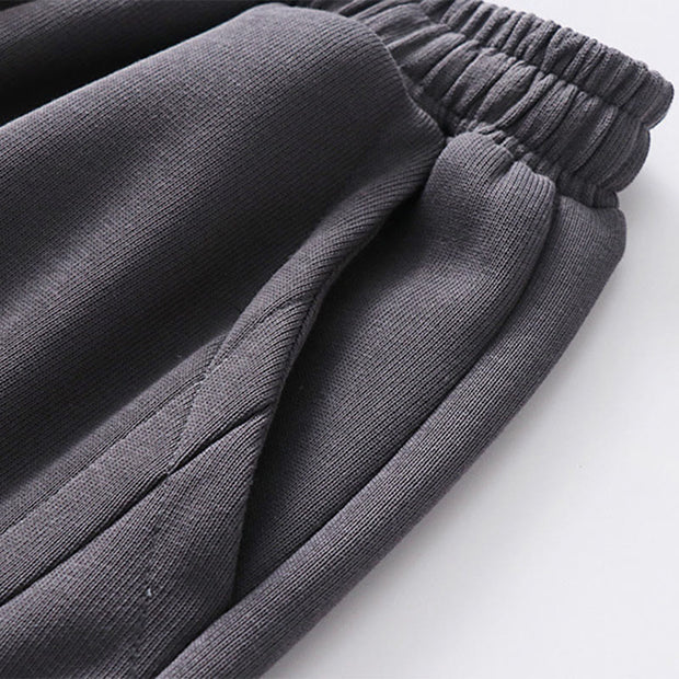 Buddha Stones Fall Winter Solid Drawstring Regular Fleece-Lined Elastic Waist Men's Cotton Harem Pants With Pockets - image 4