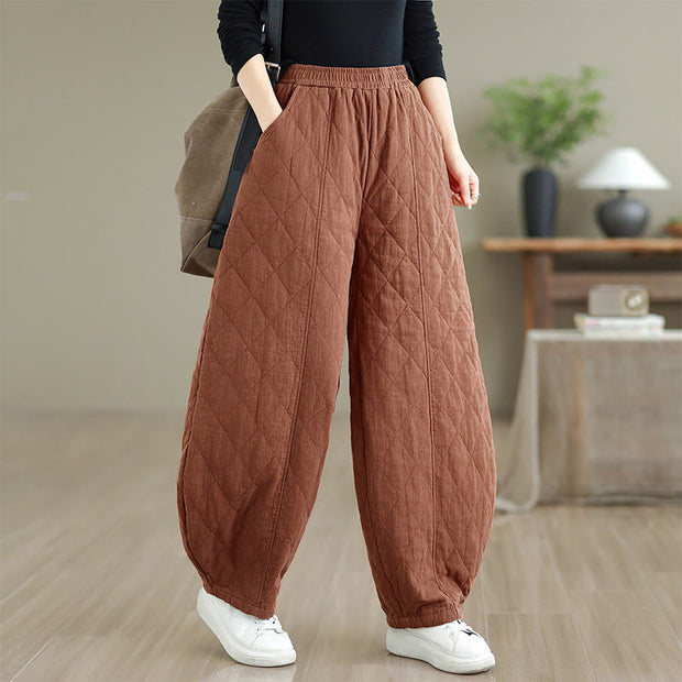 Buddha Stones Winter Diamond Pattern Bloomers Thermal Women's Pants With Pockets - image 1