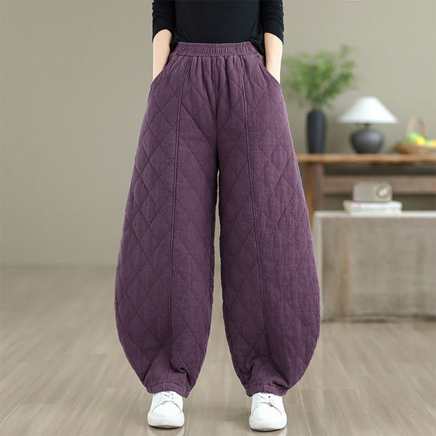 Buddha Stones Winter Diamond Pattern Bloomers Thermal Women's Pants With Pockets - Purple - US8-10，UK/AU12-14，EU40-42 (2XL) - image 18