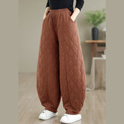 Buddha Stones Winter Diamond Pattern Bloomers Thermal Women's Pants With Pockets - image 2