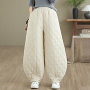 Buddha Stones Winter Diamond Pattern Bloomers Thermal Women's Pants With Pockets - FloralWhite - US8-10，UK/AU12-14，EU40-42 (2XL) - image 8