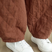 Buddha Stones Winter Diamond Pattern Bloomers Thermal Women's Pants With Pockets - image 7