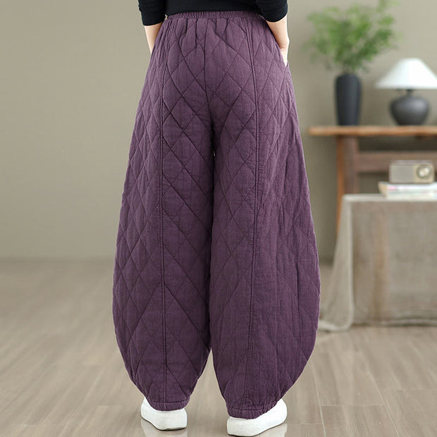 Buddha Stones Winter Diamond Pattern Bloomers Thermal Women's Pants With Pockets - image 22