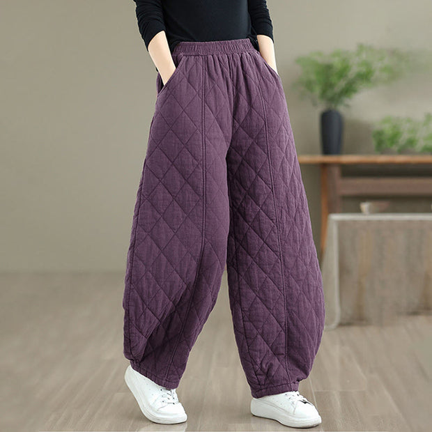 Buddha Stones Winter Diamond Pattern Bloomers Thermal Women's Pants With Pockets - image 21