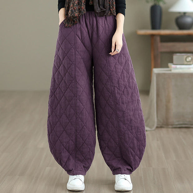 Buddha Stones Winter Diamond Pattern Bloomers Thermal Women's Pants With Pockets - image 19