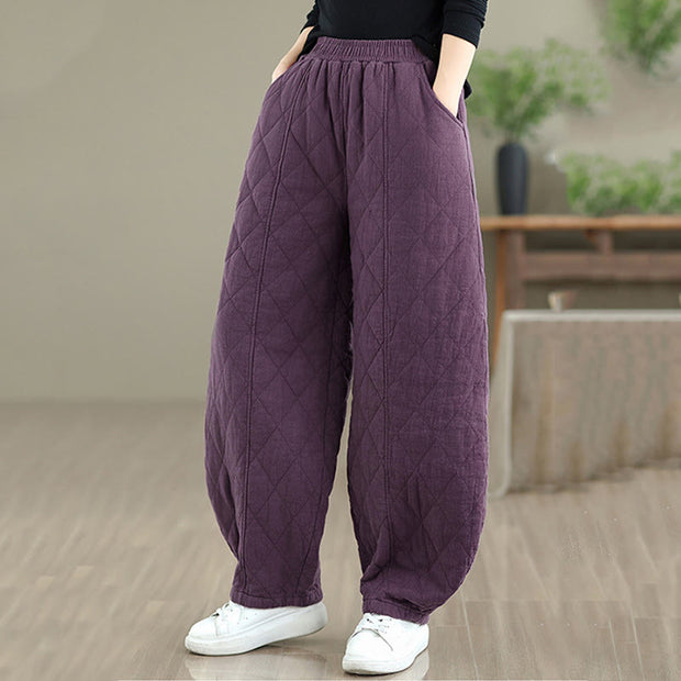 Buddha Stones Winter Diamond Pattern Bloomers Thermal Women's Pants With Pockets - image 20
