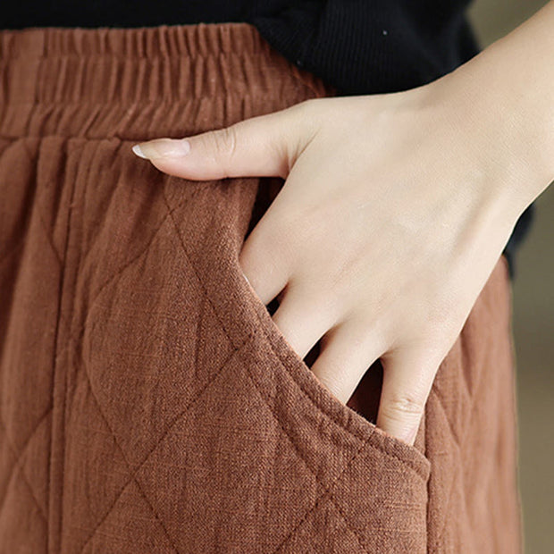 Buddha Stones Winter Diamond Pattern Bloomers Thermal Women's Pants With Pockets - image 4