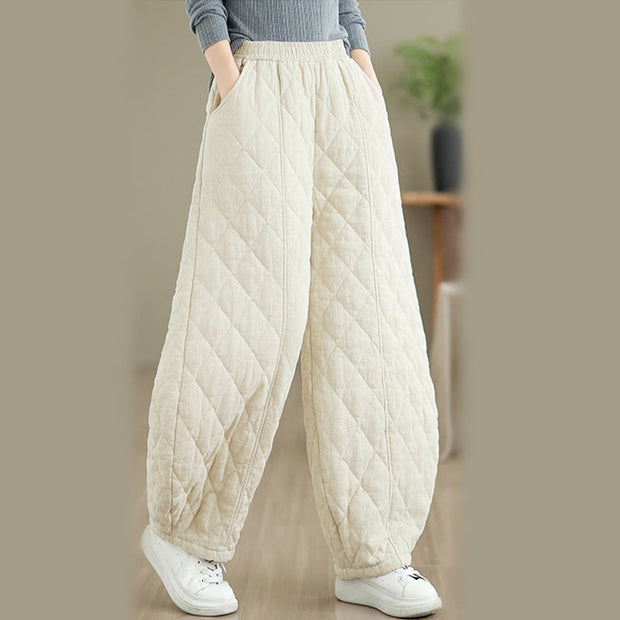 Buddha Stones Winter Diamond Pattern Bloomers Thermal Women's Pants With Pockets - image 10