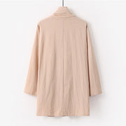 Buddha Stones Spring Fall Solid Color Long Sleeve Mid-length Open Front Men's Kimono - image 3