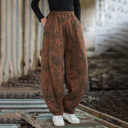 Buddha Stones Flower Pattern Cotton Thick Women's Pants With Pockets - image 3