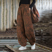 Buddha Stones Flower Pattern Cotton Thick Women's Pants With Pockets - image 2