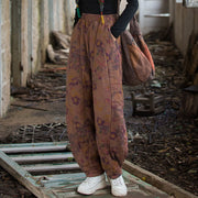 Buddha Stones Flower Pattern Cotton Thick Women's Pants With Pockets - image 12