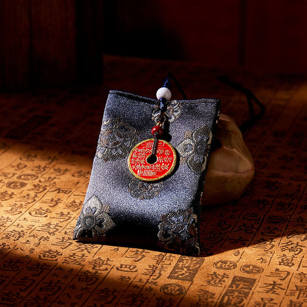 Buddha Stones Mountain Ghosts Spend Money Jacquard Embroidery Sachet Blessing Hanging Decoration - BLUE - image 6